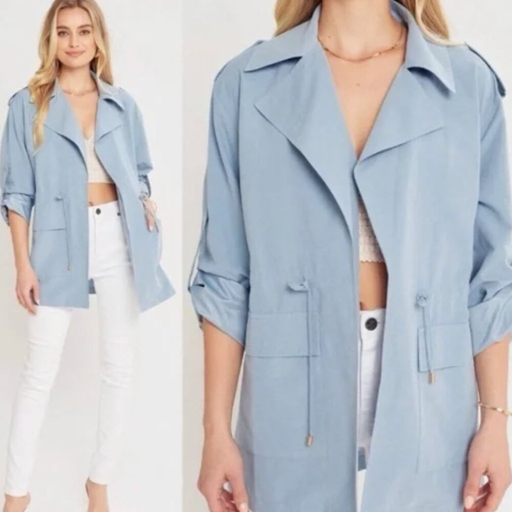 NWT Light Blue Jacket with Drawstring Windbreaker Size S